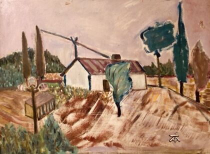 Arpad Toth Visso (1921-2001): Farmhouse with summer sky